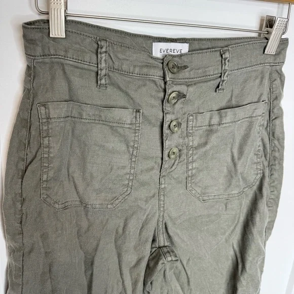 Evereve Joelle Stretch Linen Cropped Wide Leg Pants High Rise Size 27 - Picture 3 of 6